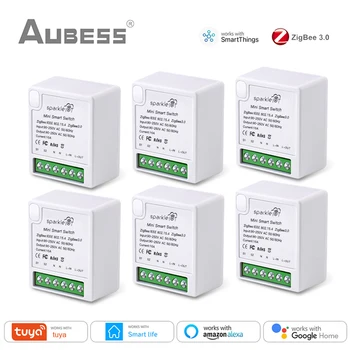 AUBESS 투야 지그비 미니 스마트 스위치 모듈, 양방향 제어 지원, 원격 제어, 알렉사 구글 홈 스마트 라이프 작동, 16A