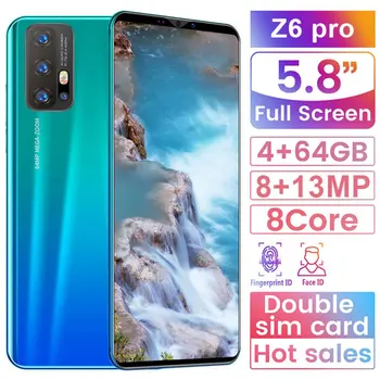 

Z6 Pro Smartphone 5.8 Inch Screen Smartphone 512M+4G Android Smartphone 3D Glass Plated Back Cover Blue