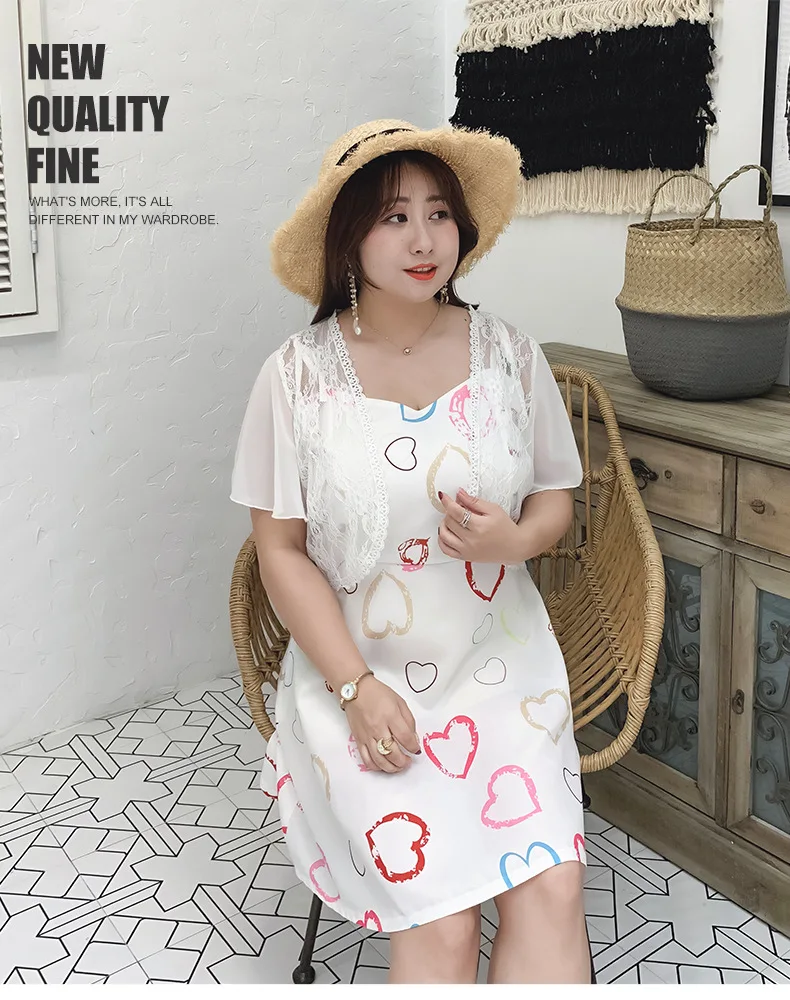 [Shi ben Rocco] Summer New Products Plus-sized Large Size Dress Large GIRL'S Peach Heart Strapped Dress on Behalf of A198