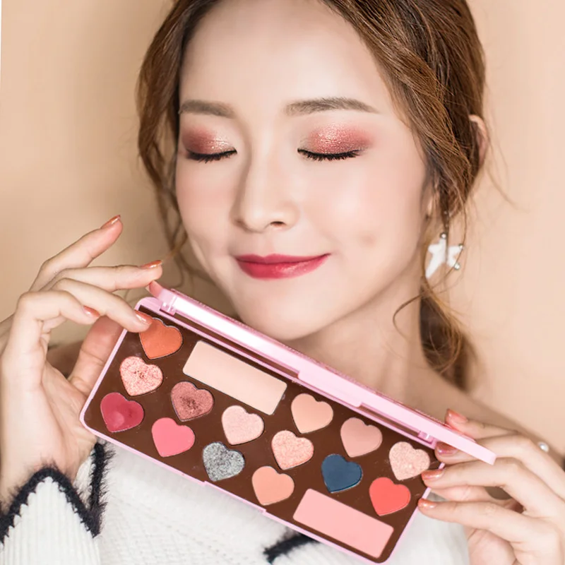 

Beauty Glazed EyeshadowHeart-shaped Chocolate Matte Eye Shadow Palette Pressed Highlighter Glitter Powder Eyeshadow Pallete
