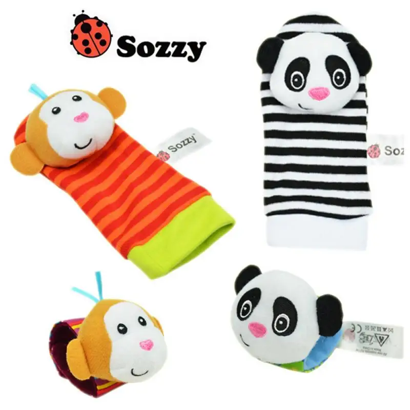 Cute Animal Hand Wrist Bells Foot Sock Rattles Soft Toy Baby Boys Girls Watch With Strap Toddler Toys Kids Dropshipping | Игрушки и