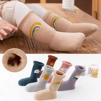 

Newborn Baby Anti Slip Winter Socks Kids Boys Girls Weather Robot Cartoon Loose Thickening Socks Children Clothing Accessories