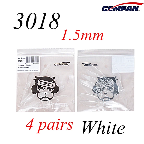Gemfan ураган 3018 3x1,8 3 дюймов 2 лопастями 1,5 мм/2,0 мм отверстие Т-образная оправа телескопического для дрона с дистанционным управлением с видом от первого лица зубочистка рамка - Цвет: 4pair1.5mmTransparen