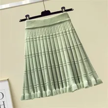 Новинка года, женская трикотажная Мини-юбка в консервативном стиле, осенне-зимняя винтажная модная женская плиссированная юбка-Скейтер для девочек, студенток