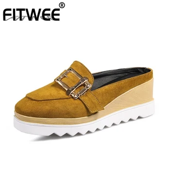 

FITWEE Size 33-43 New Women Sandals Fashion Metal Buckle High Platform Women Summer Shoes Holidays Women Footwear Shoes