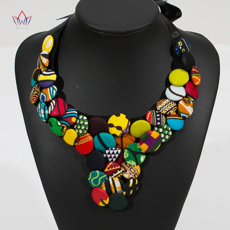 Новейший богемный стиль чокер с кнопками ожерелье африканская ткань ручной работы ювелирные изделия для тела ожерелье s& Кулоны для женщин BRW WYS23