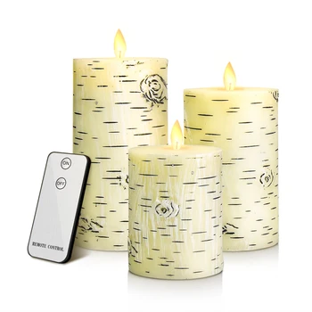 

NEWKBO 3 pieces / flashing flameless LED candle light battery powered remote control wedding party decoration candle lamp
