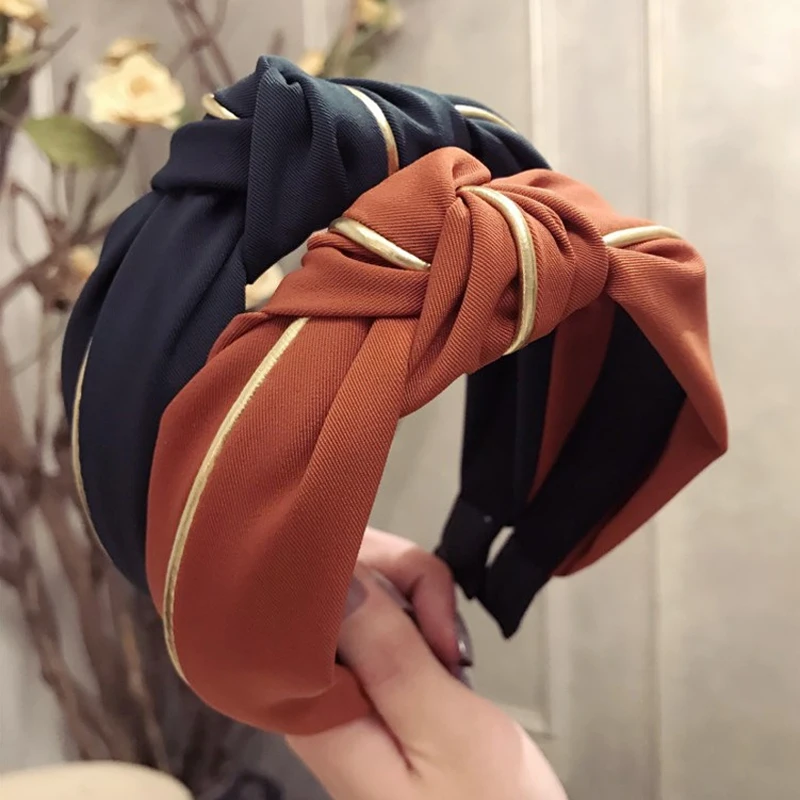 

2019 Fashion Hairbands Women Headband Hoop Bezel for Hair Accessories Yellow Pink Solid Print Wide-brimmed Sweet Girls Headbands