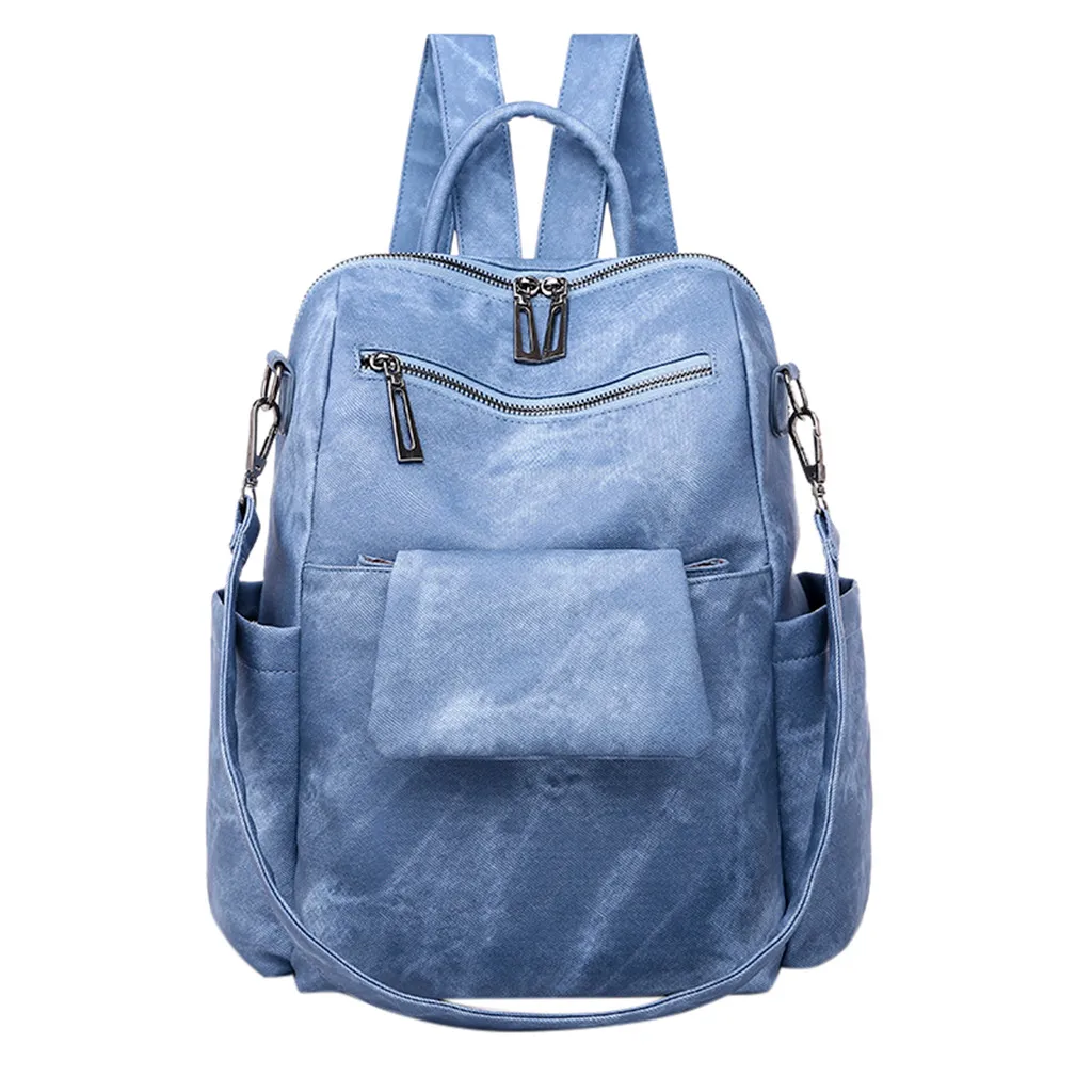 

Fashion Female Backpack Pu Leather Multi Pocket Women's Outdoor Simple Leather Zipper Contrast Color Backpack Travel Bag