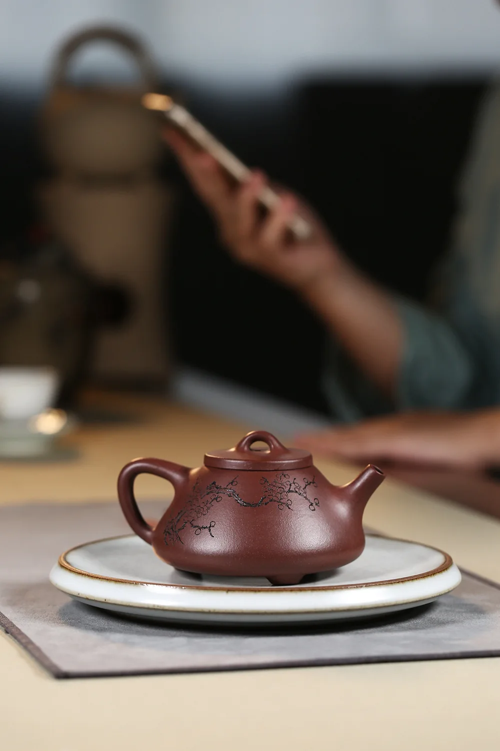Yixing Clay Teapot Masters Entirely Handmade Sub-Smelting Stone Scoop Boutique Raw Ore Bottom Slot qing ni Clay Tea Set Tea Pot