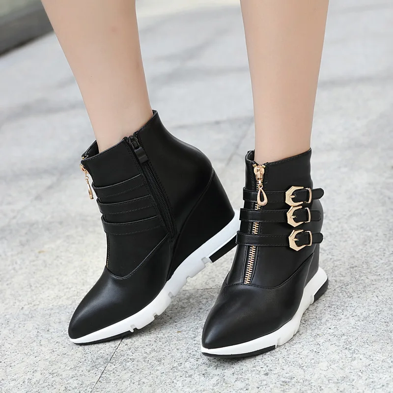 

Shoes Lady Boots Leather Booties Winter Women Lace Up Luxury Designer Bootee Woman 2019 Round Toe Low Heels booties Ladies High
