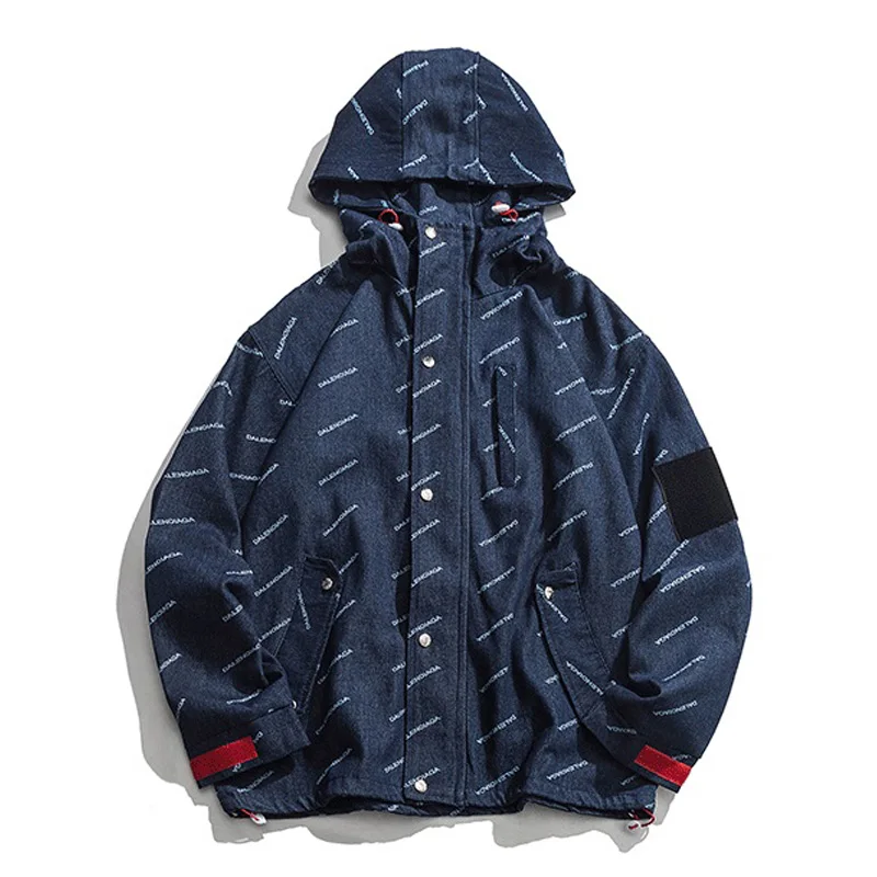 Navy Blue Новинка, японский стиль, уличная мода, повседневный принт, мужские куртки с капюшоном, высокое качество, на молнии, мужская верхняя одежда, уличная одежда - Цвет: Navy Blue