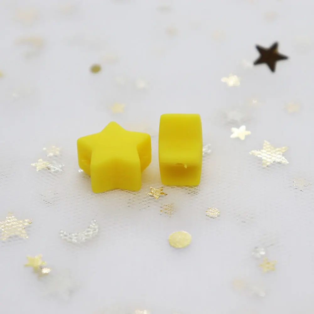 Yellow Star 100 шт, силиконовые бусины со звездами и жемчугом, 13 мм, силиконовые шарики Perle для зубов, сделай сам, силиконовые бусины с короной в форме сердца, игрушки для прорезывания зубов - Цвет: Yellow Star