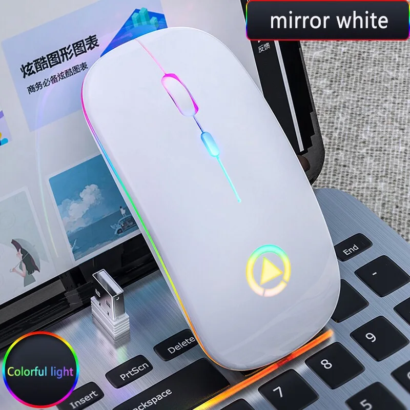 Wireless Mouse RGB Rechargeable Mouse Wireless Computer Mute Mouse LED Backlit Gaming Office Mouse Laptop Accessories silent wireless mouse Mice