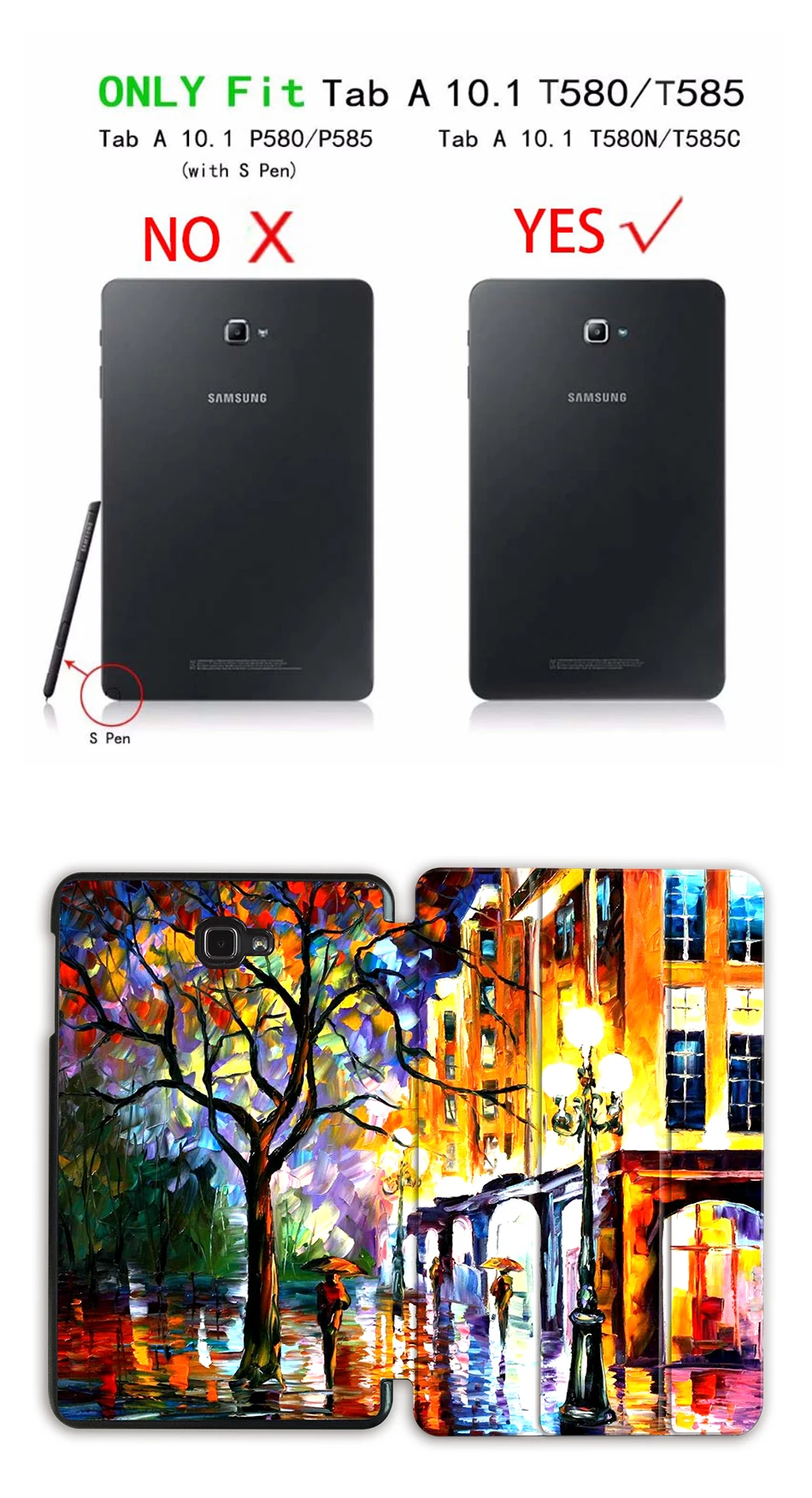MTT чехол с масляным рисунком для samsung Galaxy Tab A6, 10,1 дюймов, SM-T580, T585, тонкий магнитный откидной Чехол-подставка из искусственной кожи, чехол для планшета
