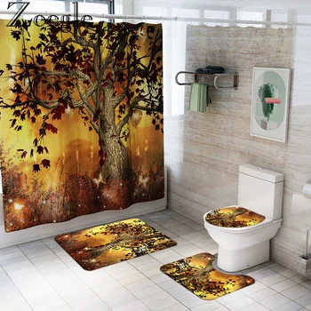 

Zeegle European Style Bath Mat Shower Curtain Bathroom Carpet Set Bath Rug Toilet Bath Mat Anti-slip Toilet Rug