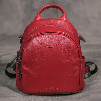 

New Leather Casual Women's Backpack Female Small Backpacks First Layer Cowhide Shoulder Bag