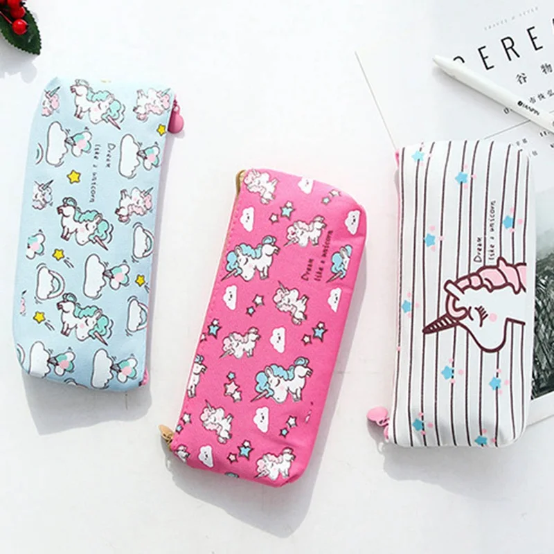 Горячие милые Мультяшные животные Единорог пеналы Kawaii Холст Школьные принадлежности стационарный чехол для карандашей коробка для школьницы
