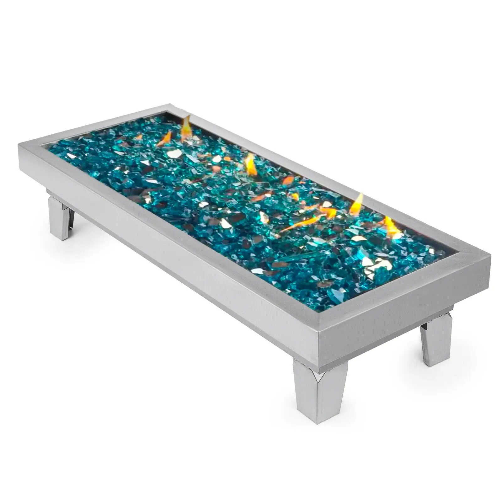 

Fire Pit Pan and Burner 60 X 25 CM Rectangular Drop-In Durability Fire Pit Set