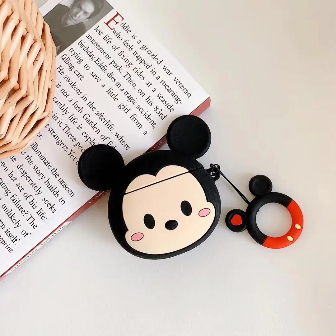 Super cute 3D Stitch cartoon silicone protection ring lanyard Wireless Earphone Charging case for AirPods 1 2 Bluetooth cover