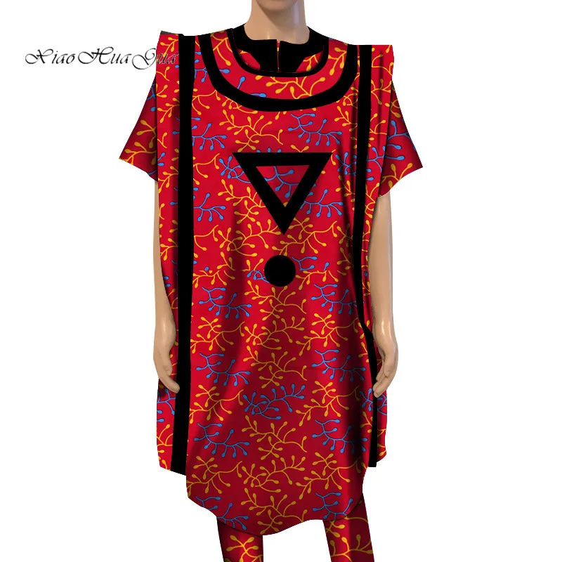 Dashiki Bazin Riche Ankara комплект из 3 предметов, короткий рукав, пальто и брюки, халат, африканская Повседневная Традиционная рубашка "Дашики", мужская одежда WYN566