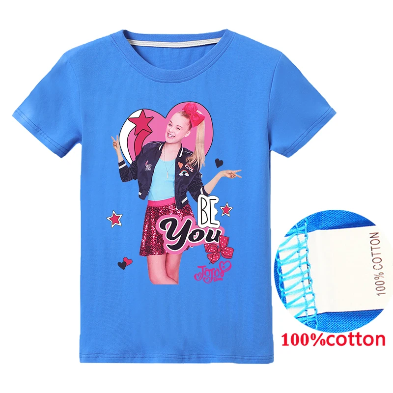 T1281 Одежда для девочек; детская футболка JoJo Siwa; детская хлопковая футболка с короткими рукавами; сезон лето-осень; футболки для малышей; Повседневная Рождественская футболка - Цвет: T1281