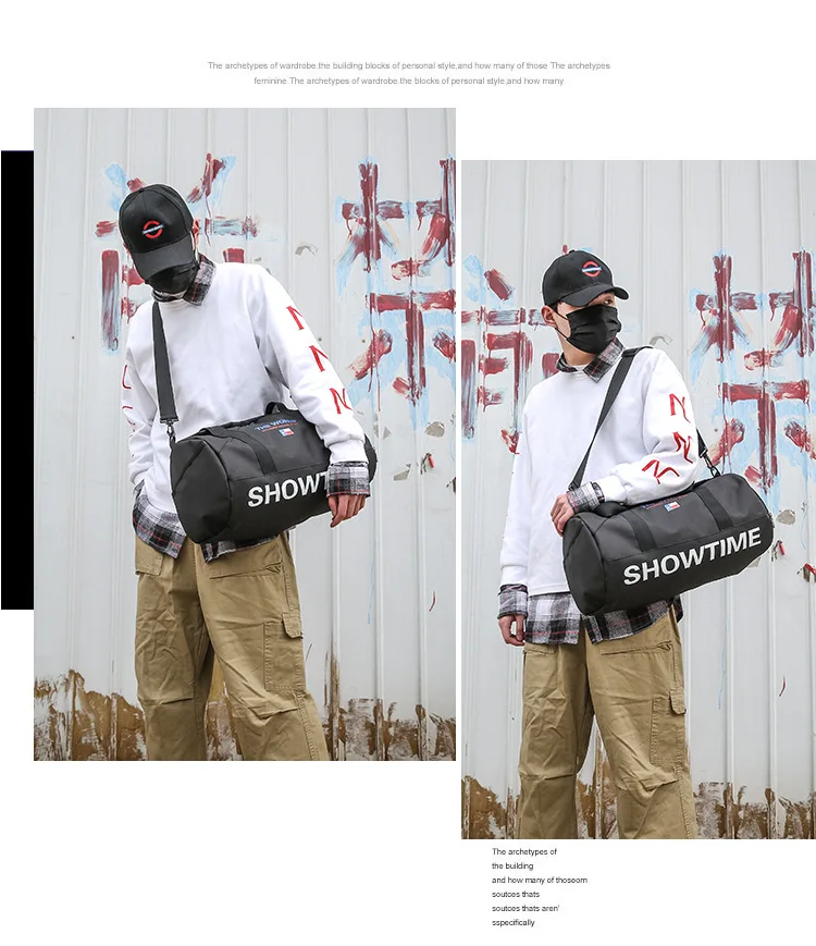 Large-Volume Wet And Dry Separation Sports Gym Bag Multi-functional Cylinder Travel Bag Single Shoulder Backpack Shoulder Portab
