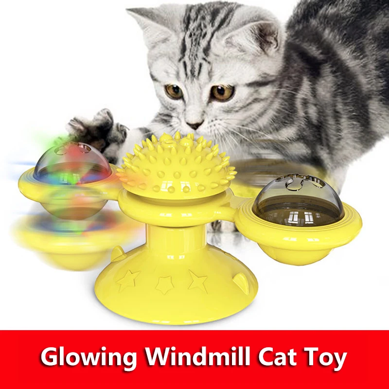 

Glowing windmill cat toy with catnip ball cats wheel game kitten toys stuff chats produits pour animax de compagnie para gatos