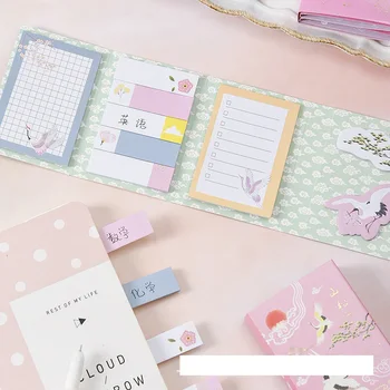 

1 PC Cute Kawaii Melody 6 Folding Sticky Notes Memo Notepad Bookmark Gift Stationery Office Decoration Sticky Notes