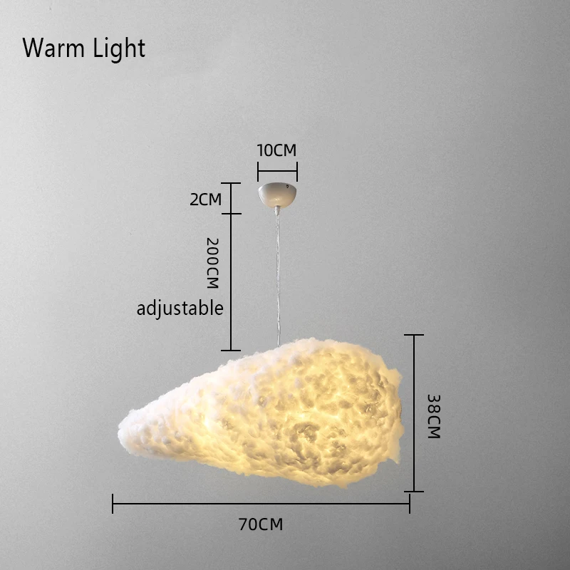 70cm Warm Light Скандинавский светодиодный подвесной светильник из ПВХ, Шелковый абажур, подвесной светильник для гостиной, спальни, ресторана, кафе, декоративный подвесной светильник - Цвет корпуса: 70cm Warm Light