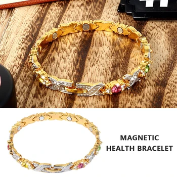 

1pc Germanium Elements Crystal Health Bracelet Fashion Ladies Diamante Magnetic Healing Bracelet for Arthritis Pain Relief