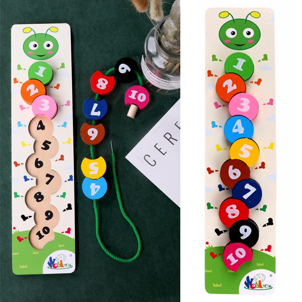 Деревянные игрушки для детей, сделай сам, игрушка для рукоделия, с цифрами, гусеница, нанизывающая резьба, деревянные блоки, бусины, игрушка, Monterssori, развивающая игрушка, новинка