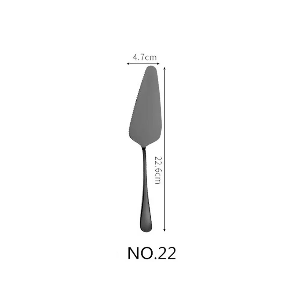 NO.22 Cake Knife Набор посуды 304 нержавеющая сталь черный набор столовых приборов столовые приборы сервировочный нож для рыбы торт салат вилка сахарная ложка набор серебряных изделий 1 шт - Цвет: NO.22 Cake Knife
