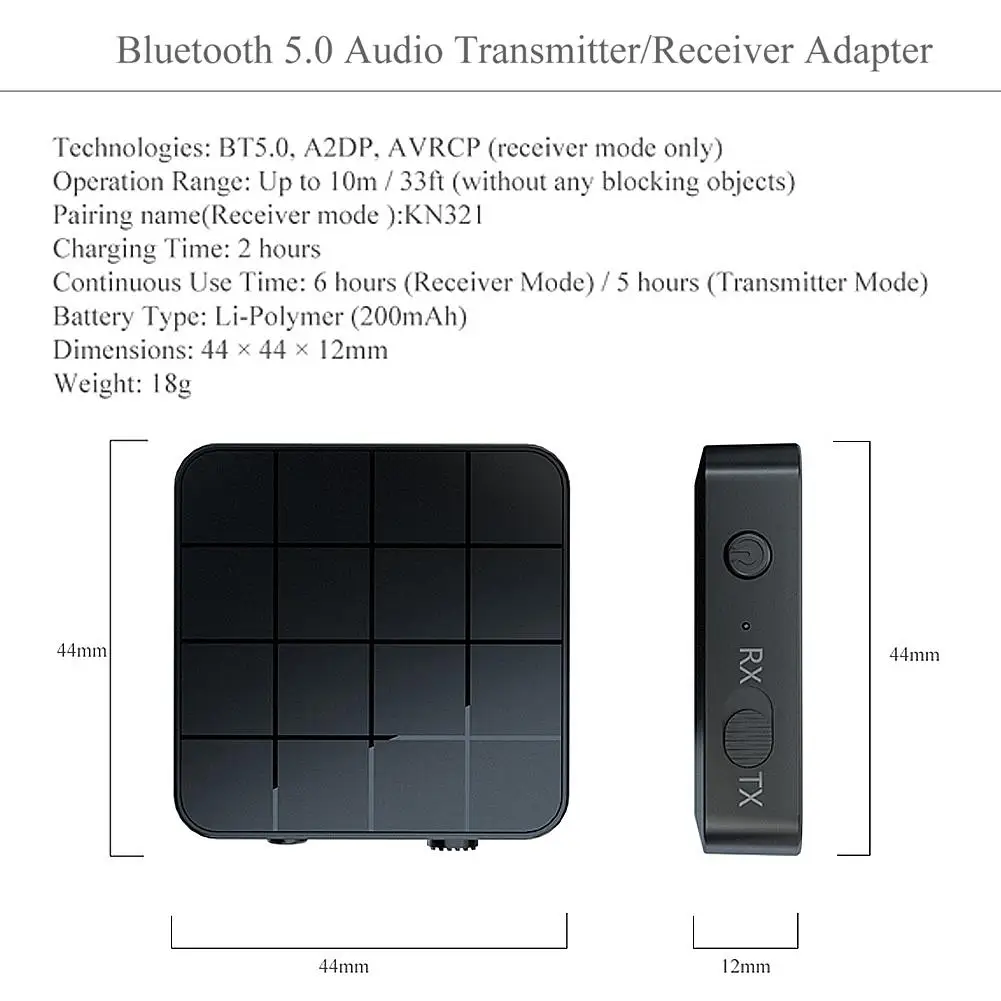 Bluetooth 5,0 аудио передатчик приемник адаптер 2 в 1 беспроводной аудио приемопередатчик для ТВ автомобильный компьютер