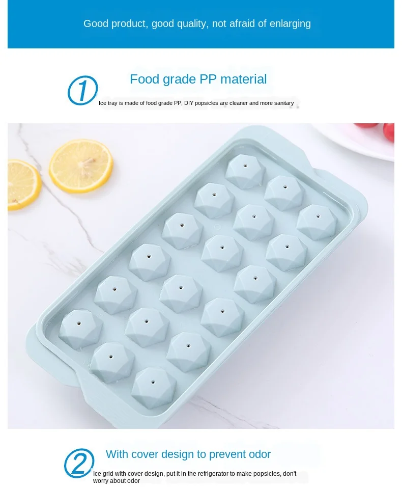 Creative ice cube tray diamond 18 grid ice tray mold ice cube box ice cube mold with lid plastic diy ice mold  popsicle molds