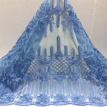 

Tulle net lace fabric 2020 african french wedding lace fabric high quality skyblue african lace fabric for 5yards