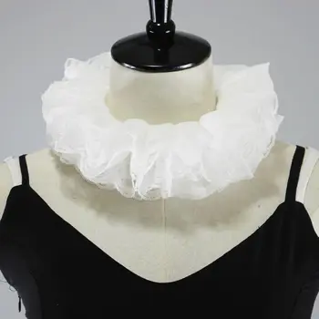 

Womens Elizabethan Neck Ruff Tulle Scarf Layered Floral Lace False Fake Collar
