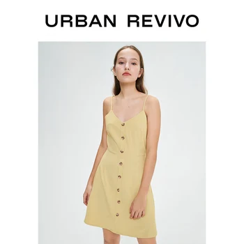 

UR Women Youth Summer Strap Dress Colour Block Houndstooth Check Dress With Buttons YU11R7EN2001