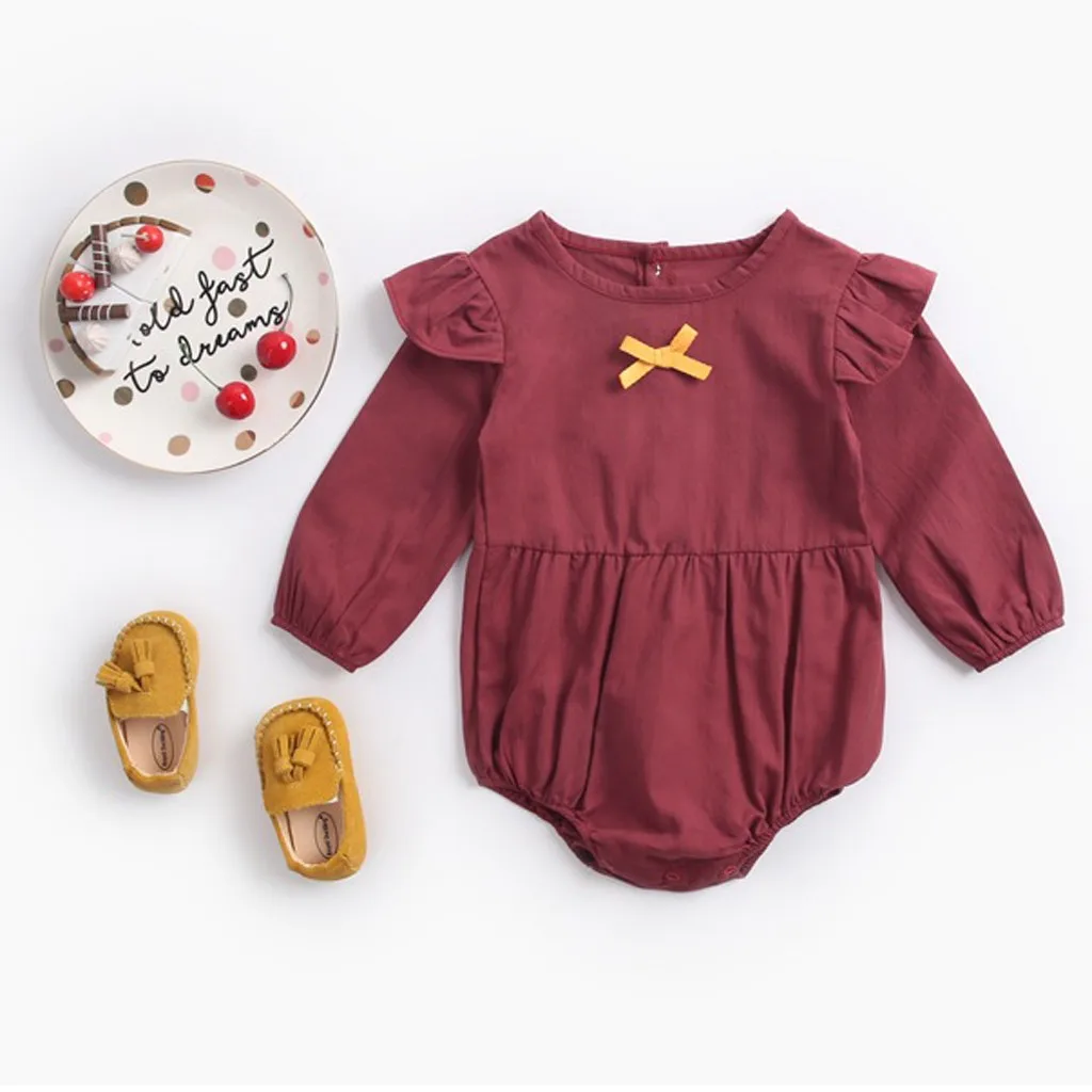 ARLONEET Baby Girl Romper Winter Newborn Baby Clothes For Girls Ruffles Long Sleeve Kids Boys Jumpsuit Baby Boys Clothes