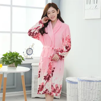 

Thick Warm Nightdress Pajamas Homewear Long Nightgown Flannel Winter Robe Women Coral Sleepwear Kimono Bathrobe Gown Negligee