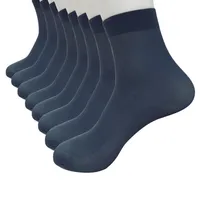 Men's Cotton Socks New Style Black Business 4 Pairs Bamboo Fiber Ultra-thin Elastic Silky Short Silk Stockings Men Socks