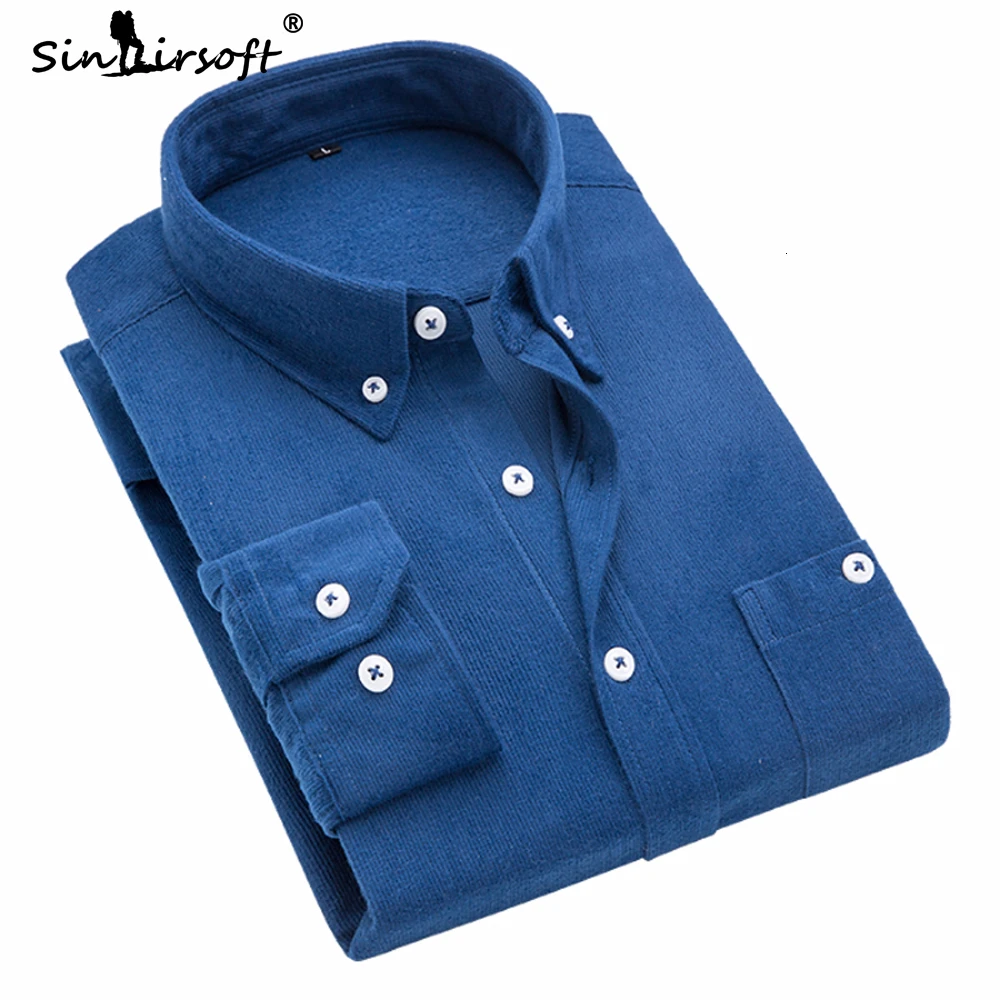 2019 Мужская модная повседневная Однотонная рубашка с длинными рукавами