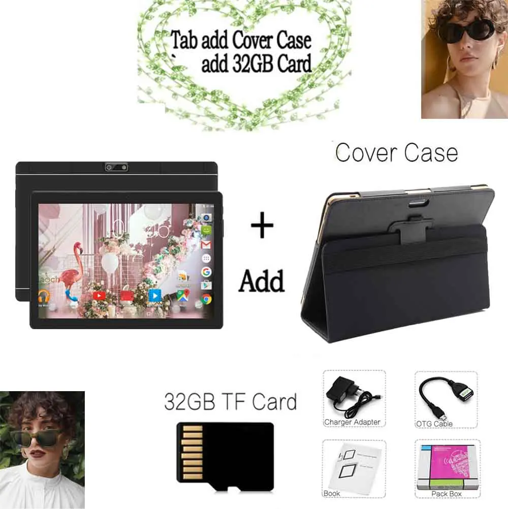 Leather 32GB TF Card BDF планшет 10 дюймов планшетный ПК Android 9,0 десять ядер 8 ГБ/128 Гб планшет Android 1280*800 ips Google Play 3g/4G LTE телефон планшет 10,1 - Комплект: Leather 32GB TF Card