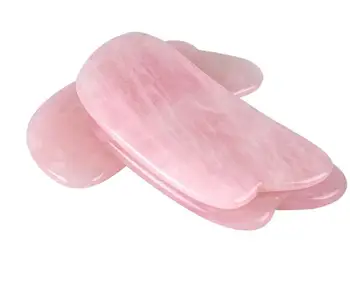 

KCONYD 20/50/200/500pcs Factory Wholesale Natural Jade Body &Face Guasha Plate-Rose quartz-rectangle shape