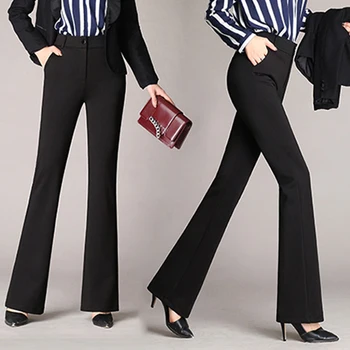 

Daily Slim Fit Women Pants Bell-bottom Spring Summer Flares Long Trousers High Waist Gift Casual Solid Loose Elastic Fashion