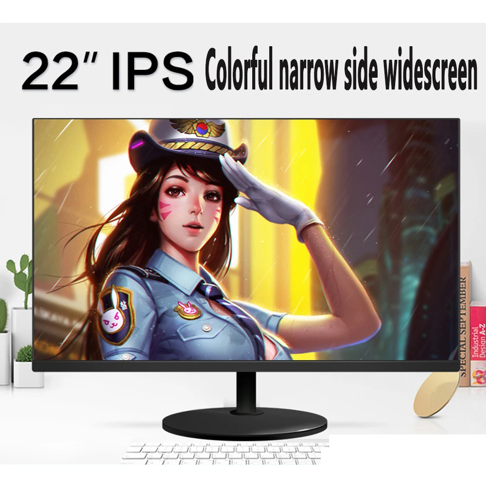 22-дюймовый ips HD домашнего офиса с узкой рамкой Дисплей - Цвет: Черный
