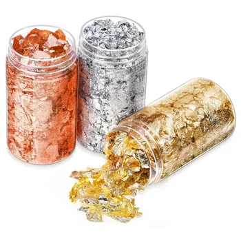 

3 Boxes Imitation Rose Gold Silver Foil Flakes For Gliding Arts Crafts Decoration Foil Paper Leaves Gold Flakes DIY Nail Decor