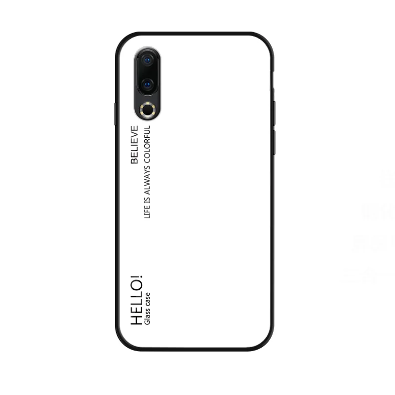 Модный градиентный стеклянный чехол для телефона Meizu 16th Plus, полный защитный бампер для Meizu 16S Pro 16X 16XS, задняя крышка для телефона - Цвет: Белый