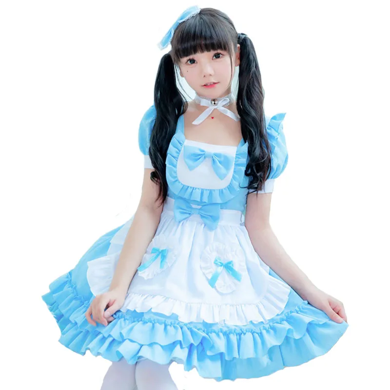 

Amine Blue Cute Lolita Outfit Maid Dress Cosplay Costume Suit for Girls Woman Waitress Maid Party Costumes