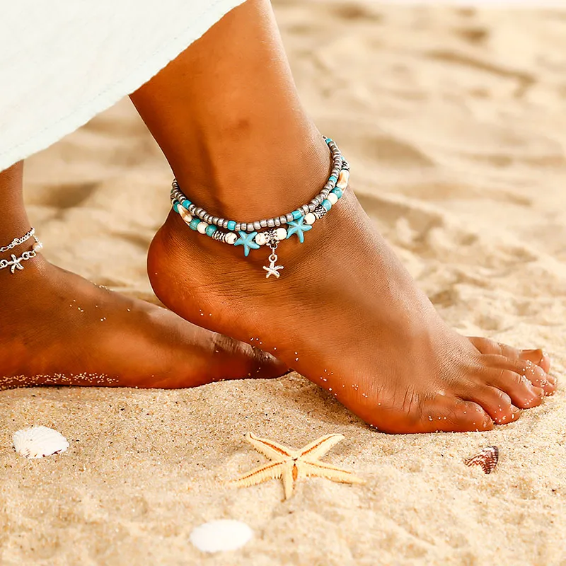 Простые женские браслеты на босую ногу, вязаные крючком сандалии, новые браслеты на ногу, браслеты на лодыжке для женщин, ювелирные изделия на ногу - Окраска металла: NS27